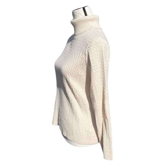 Jeanne Pierre Turtleneck Sweater Cable Knit Ivory Size Large - Picture 3 of 6